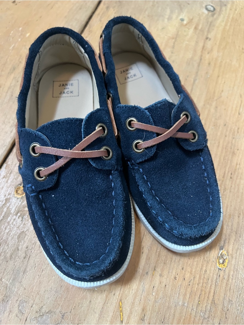 Janie and Jack Navy Suede Boat Shoes